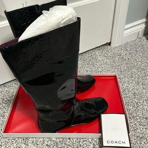 Authentic Coach patent black boots